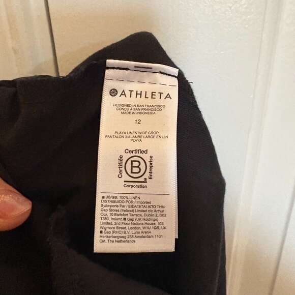 Athleta Playa Linen Wide Leg Crop Pant in Black - 12 - Picture 6 of 9